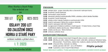 Oslavy 200 let od založení obce Horka u Staré Paky