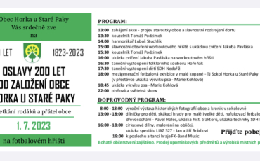 Oslavy 200 let od založení obce Horka u Staré Paky