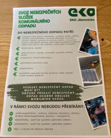 Svoz nebezpečných složek odpadů, duben 2024: 