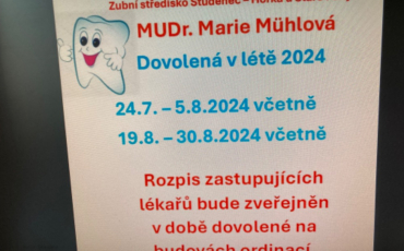 Letní dovolená zubní středisko - MUDr. M. Muhlová Horka, Studenec 