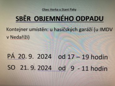 Podzimní svoz objemného odpadu: 
