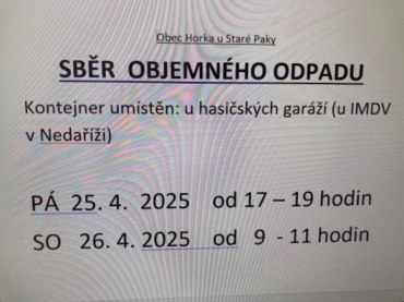 Sběr objemného odpadu duben 2025: 