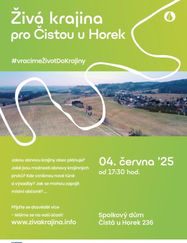  Pozvání do Čisté na představení výsledků studie zádrže vody v krajině