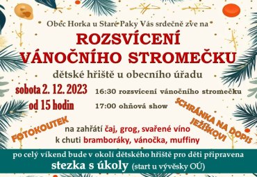 Rozsvícení vánočního stromečku na Horkách u Staré Paky 2. 12. 2023