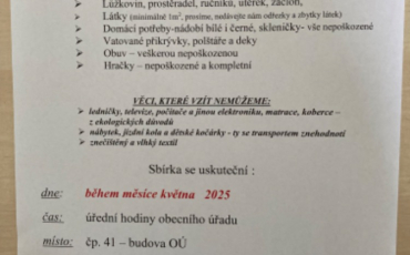 Sbírka ošacení pro charitu - Diakonie Broumov