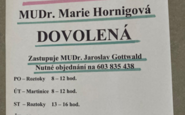 Letní dovolená - praktická lékařka Horka: 